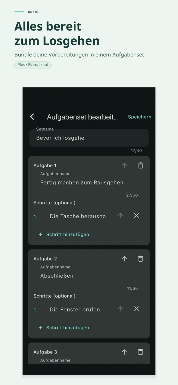 Alles fürs Losgehen auf einmal vorbereiten – mit einem Aufgabenset (Plus)