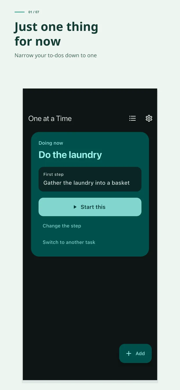Just one thing for now. Narrow your to-dos down to one