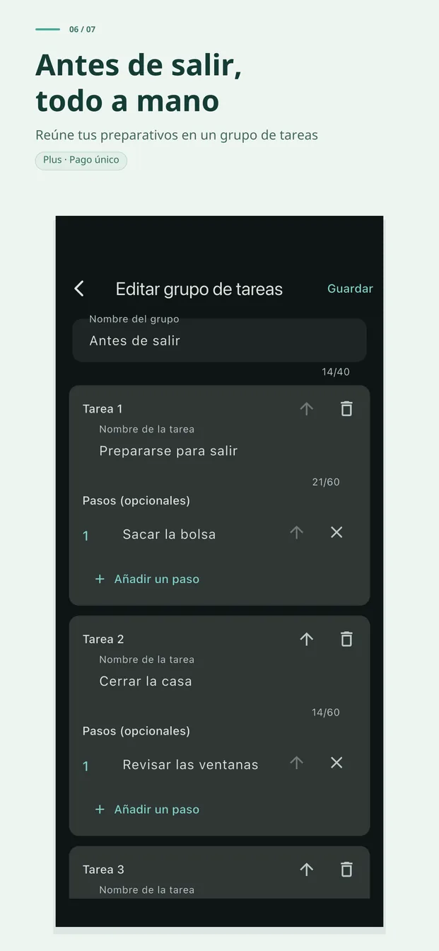 Prepárate para salir de una vez con un grupo de tareas (Plus)