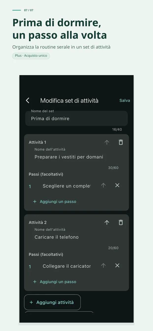 Anche la sera, una cosa alla volta, con un set per la routine notturna (Plus)